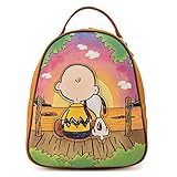 Loungefly Peanuts Charlie and Snoopy Sunset Womens Double Strap Shoulder Bag Purse