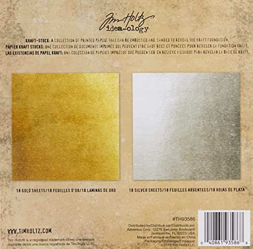 Tim Holtz Kraft Stock Pad Metallico, Multicolore
