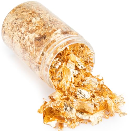 10g Metallic Foil Flakes Gold Leaf Flakes Gold Foil Flakes for Resinfor Nail Art Painting Crafts Jewelry Making DIY Crafts Slime and Resin Jewelry Making