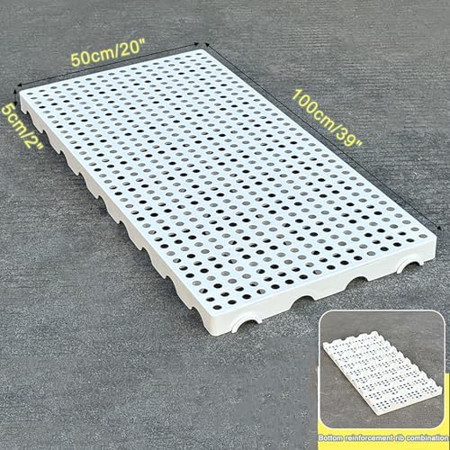 Lightweight Waterproof HDPE Plastic Pallets, Nestable Ventilated Racks for Moisture-Proof Storage - Ideal for Garage, Supermarket, Basement Use - White
