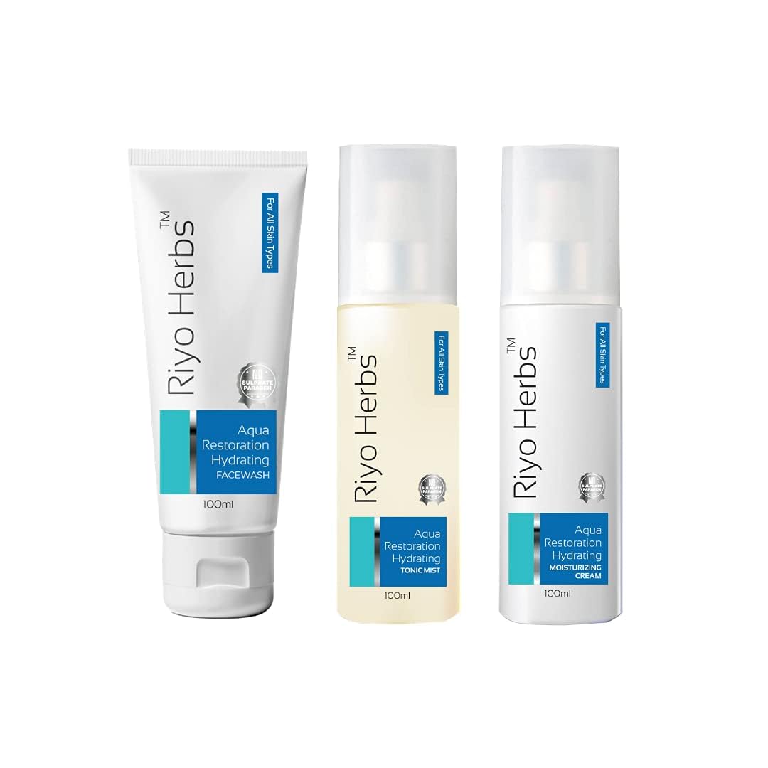 Riyo Herbs Skin Care Combo | ARH Face Wash 100ml + Tonic Mist 100ml + Moisturising Cream 100ml | Deep Cleansing, Oil Control, Glowing Skin & Tan Removal | Tinted | All Skin | Men & Women