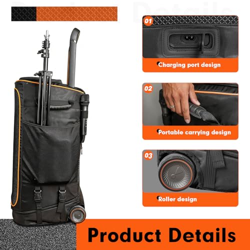 Beschermhoes voor JBL PartyBox 520, waterdichte transporttas met wielen, stofdichte opbergtas voor JBL PartyBox 520 luidsprekers voor reizen in de open lucht (zwart) - Afbeelding 5