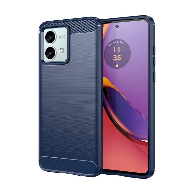 Image of Hybrid Carbon Fiber Back Case for Motorola Moto G84 5G (Blue)