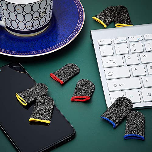 Image of Thumb & Finger Sleeve for Mobile Game with Super Conductive Fiber Fabric, Anti-Sweat & Breathable for PUBG, Garena Free Fire, Rules of Survival, Knives Out, COD Mobile (5 Pair-10 pcs With Black Pouch)