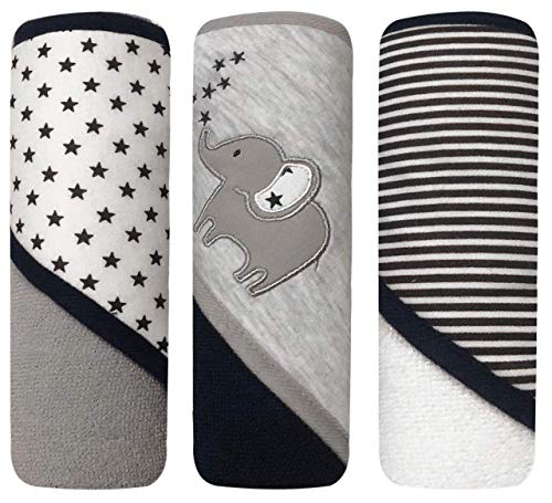 Image of MODERN BABY 3 Pack Hooded Baby Bath Towel Set for Newborns Infants & Toddlers, Boys & Girls Baby Hooded Towels