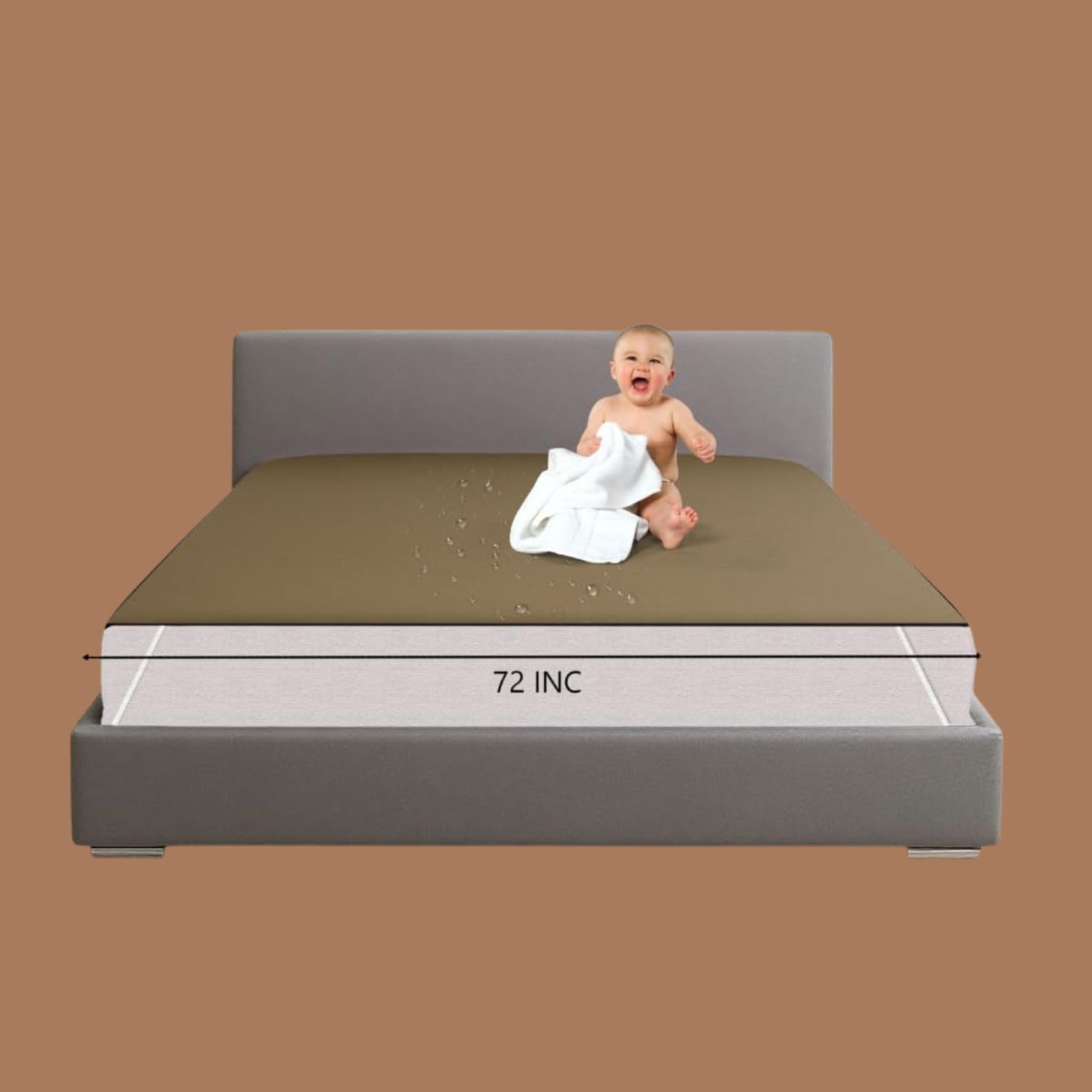 Cotton Terry Waterproof Mattress Protector Light Brown King Size 72 x 75 Inch-image-26
