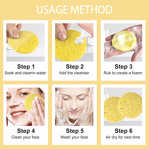 Spunspon 100-Count Facial Sponges Compressed Natural Cellulose Sponge Round Shape Face Sponge for Face Cleansing Exfoliating and Makeup Removal - Image 4