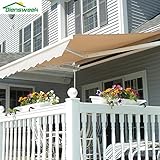 Diensweek Patio Awning Retractable 10'x8', Fully Assembled Manual Commercial Grade - Quality 100% 280G Ployester Window Door Sunshade Shelter - Deck Canopy Balcony P100 Series (10'x8', Beige)