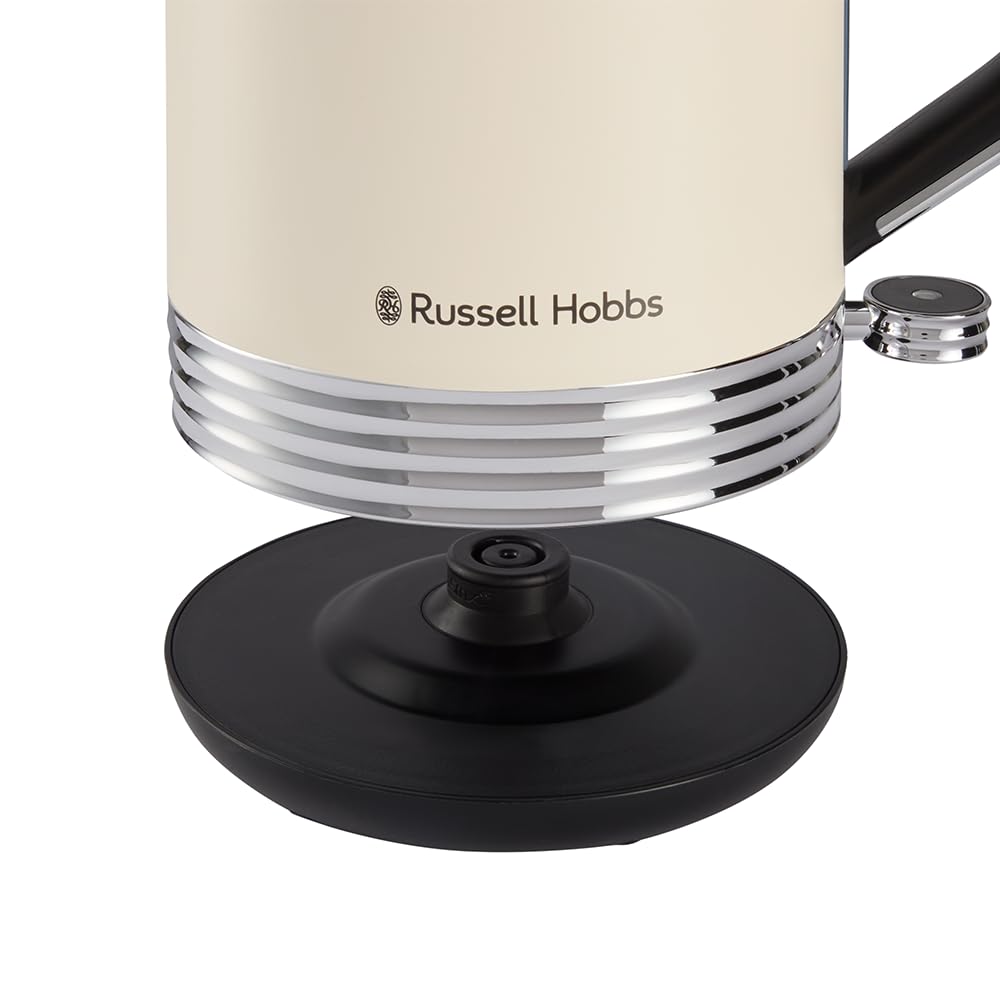 Russell Hobbs Wasserkocher [1,7L, 2400W] Hanley Retro Jasmine (Edelstahl, Vintage Design, Perfect Pour Ausgusstülle, Wasserstandsanzeige, 360° Sockel, Kabelaufbewahrung, energieeffizient) 28640-70