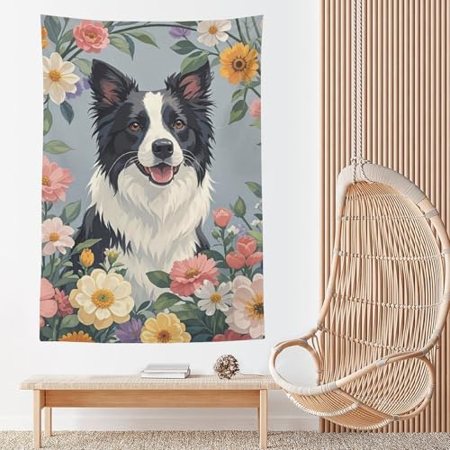 Décoration murale Border Collie | Tissu léger et doux pour grand dortoir