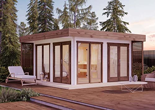 FinnTherm Design Gartensauna Außensauna Saunahaus Viva-44 A 3 Sitzbänke...