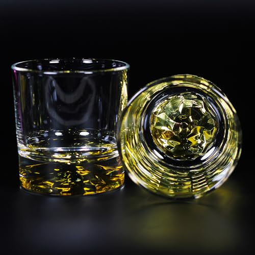 Image of Melbify Gold Opera Whiskey Glass Gift Set | 4 pcs Set | 300 ml | Ultra-Premium | Gold-Bottomed | Imported | Luxurious | Ideal for Wedding Gifts, Anniversary, VIP and Corporate Gifts