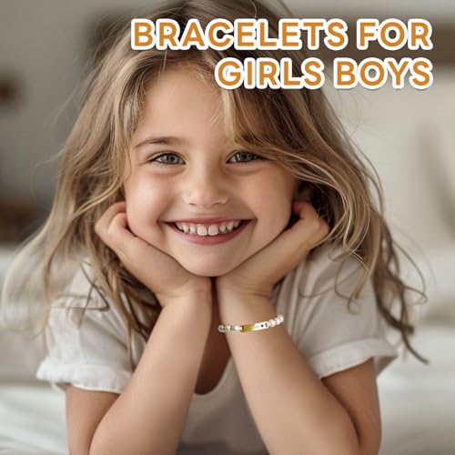 Personalized Baby Name Bracelets, Toddler Pearl Bracelet, Adjustable Braided Bracelets, 18K Gold Plated Custom Name Id Bracelet for Baby Girl, New Born Birthday Gift4