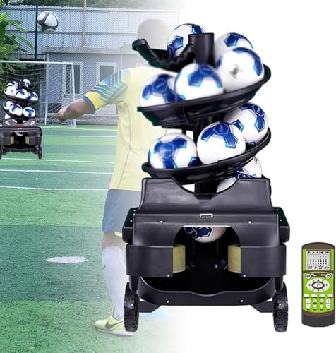 HDCCDM Football Service Machine, Football Shooting Machine, Fully Automatic Football Launcher with Remote, 15 Ball Capacitydult, 4.5-8 Seconds Serving Frequency, Football Training Practice Equipment