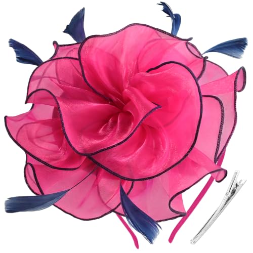 Image of DRESHOW Fascinators Hat Tea Party Headwear Ribbons Feathers on a Headband and a Clip for Women