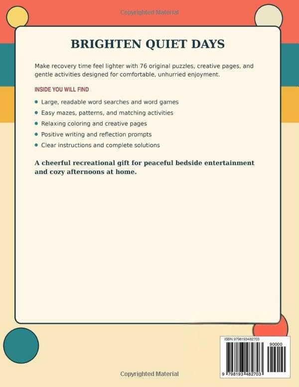 Surgery Recovery Activity Book for Women over 50: 76 gentle puzzles, creative pages, and quiet activities for comfortable moments during recovery image 3