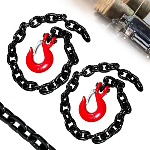 5/16 Trailer Safety Chains G80 Trailer Chains with G70 Clevis Safety Hooks|36 Tow Chains 4900 lbs Safety Working Load 17000 lbs Break Strength Heavy Duty|Tow Truck Binding Chains(2 Pack- EP Black)