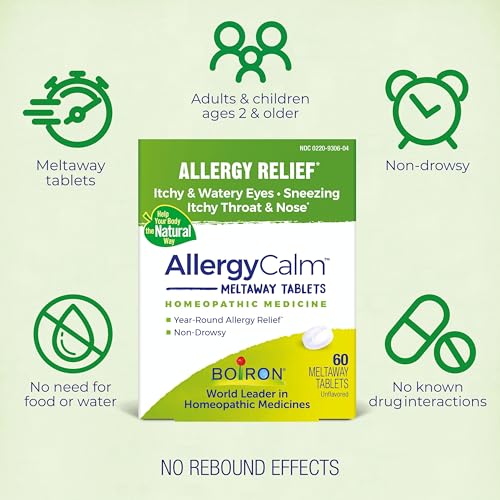 Boiron AllergyCalm Tablets for Relief from Allergy and Hay Fever Symptoms of Sneezing, Runny Nose, and Itchy Eyes or Throat - 60 Count - image 4
