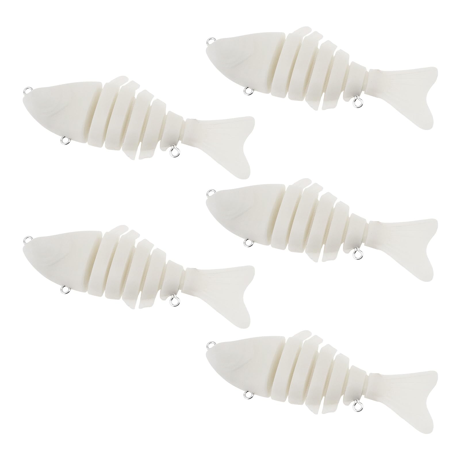 OriGlam 5pcs Multi Jointed Unpainted Fish Lure Swimbait Hard Bait, Fishing Lures Bodies Set, Blanks Unpainted Crankbait DIY for Bass