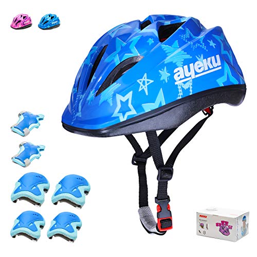 Toddler Helmet Adjustable Kids Helmet Multi Sport Safety Protective Gear Set Adjustable Child Helmet Kids Bicycle Helmet AyeKu Skateboard Skating Scooter Youth Helmet Ages 8-14 Years Old