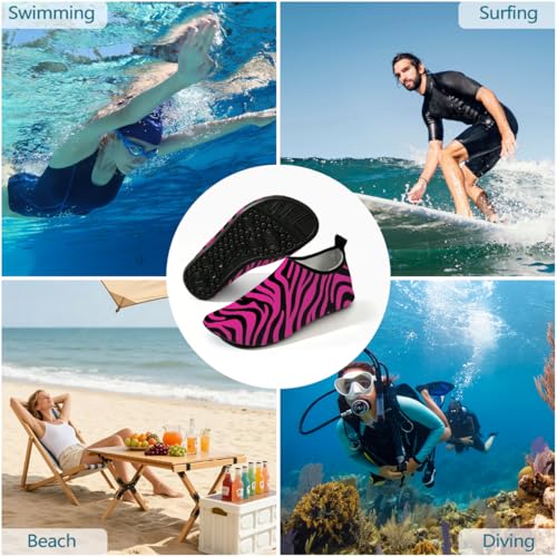 Zapatos acuáticos hombre y mujer para playa, surf y calcetines natación rosa cebra 2