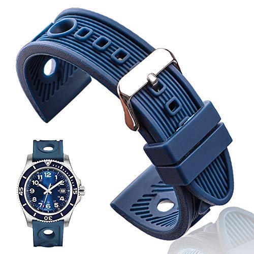 Watch Strap Silicone Band 22mm Black Blue Women Men Rubber