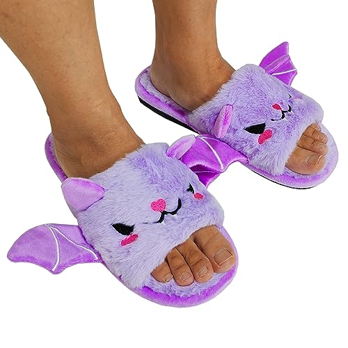 Halloween Bat Animal Slippers Soft Plush Cozy Open Toe Women Indoor or Outdoor Fuzzy Slippers Halloween Gifts For Girls Women Girlfriend4