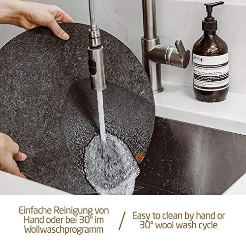 MIQIO® Design Filz Untersetzer rund für Vasen BZW Getränkeuntersetzer - 8er Set - 10 cm/ 15cm / 20 cm / 25cm - Filzuntersetzer in dunkelgrau für Getränke, Tassen, Bar, Glas - Premium Tischuntersetzer