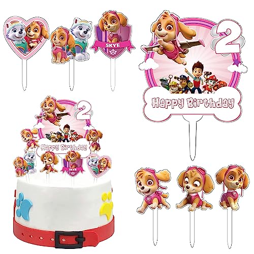 7 unidades decoración para tartas de cumpleaños, 2 años, acrílico, decoración de cumpleaños, decoración para cupcakes, decoración de cupcakes, decoración para niños y niñas, temáticas de cumpleaños