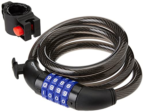 Amazon Basics Anti-vol pour vélo avec câble et cadenas à combinaison, 121,6 cm, Noir, Lot de 1