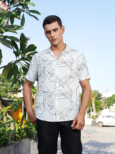 Image of Thomas Scott Mens | Half Sleeve | Embroidered Printed | Regular Fit | 100% Cotton | Casual Shirts