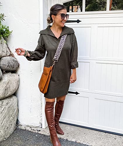 BTFBM Women Casual V Neck Knit Mini Fall Sweater Dresses Long Sleeve Loose Fit Solid Color Ribbed Pullover Jumper Sweaters4