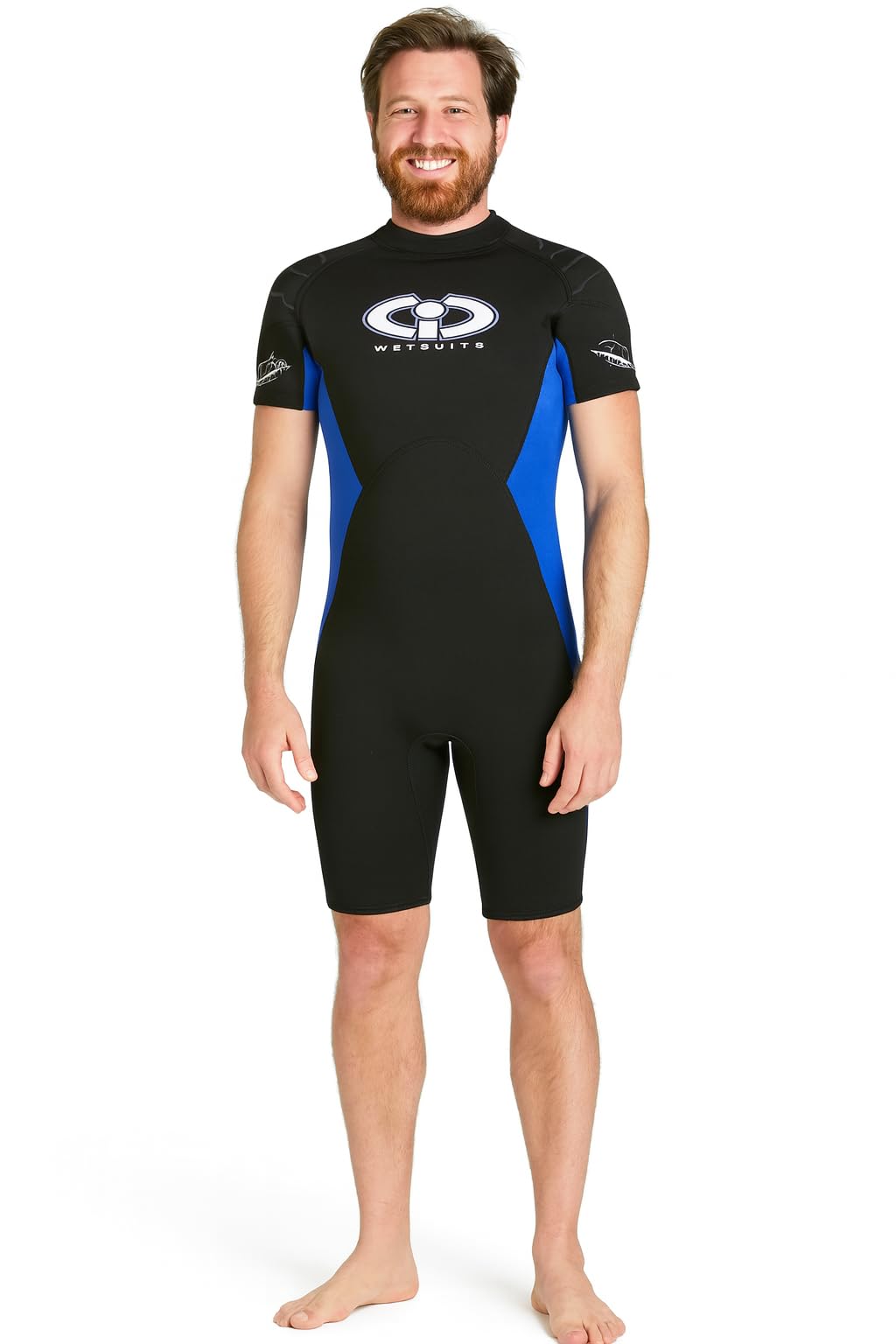 Men’s TWF Shorty/Shortie Wetsuit – 3mm Neoprene CIC Short Wetsuit for Surfing, Swimming, Kayaking, Snorkelling, SUP, Warm, Flexible, Comfortable Watersports Wet Suit (Black with Blue inserts, XL)