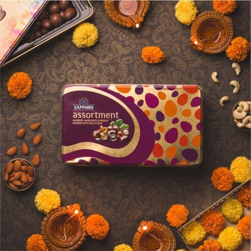 Image of Sapphire Chocolate Coated Nuts - Assorted - Almond, Hazelnut & Raisins, 175g | Chocolates Gift Pack for Christmas | Chocolate Nuts Gift Hampers (Pack of 3)