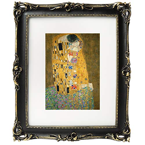 Asowin 8X10 Black Luxury Picture Frames With Embossed Furnishing,Vintage Photo Frame 5X7 With White Mat For Tabletop & Wall Display #TOP25