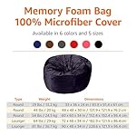 Amazon Basics Large Bean Bag Chairs for Adults, 5 ft Blue Memory Foam Filled with Solid Microfiber Cover - Image 4