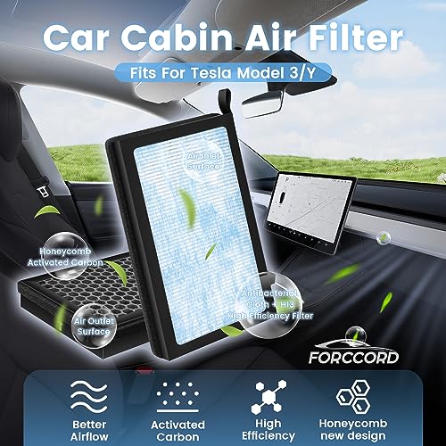 Image of 2-Pack Cabin Air Filters for Tesla Model 3 Model Y 2016-2024 2025 | Cabin Filter Automotive Replacement Passenger Compartment Air Filters Car Accessories