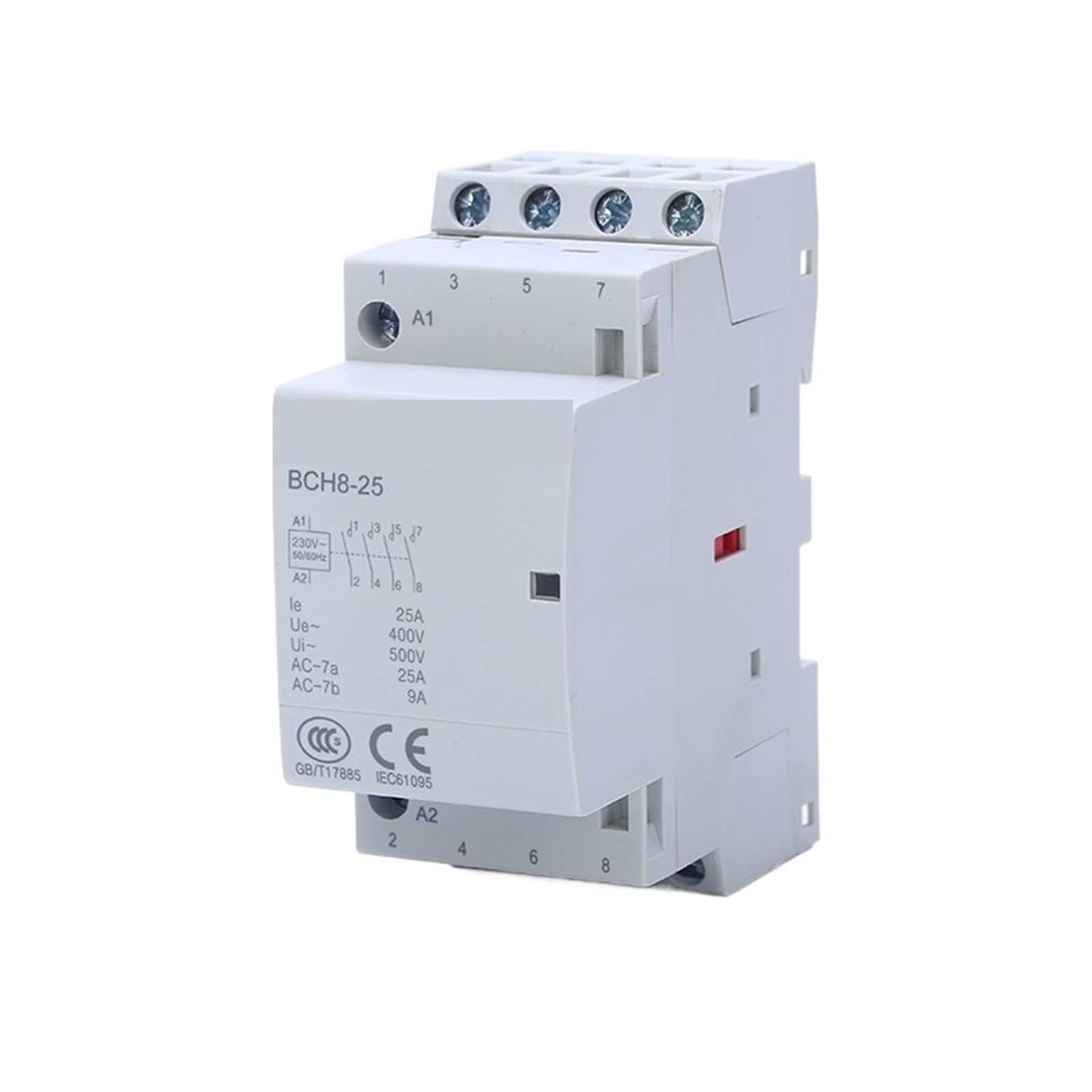 Contacteur 4P 220V AC 25A rail DIN triphasé pour circuit électrique domestique
