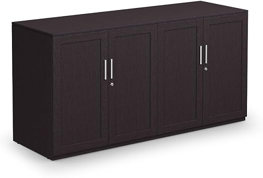NBF Storage Credenza Office Cabinet with Shelving for Workspace Organization, 72" W x 24" D, Espresso, At Work Collection