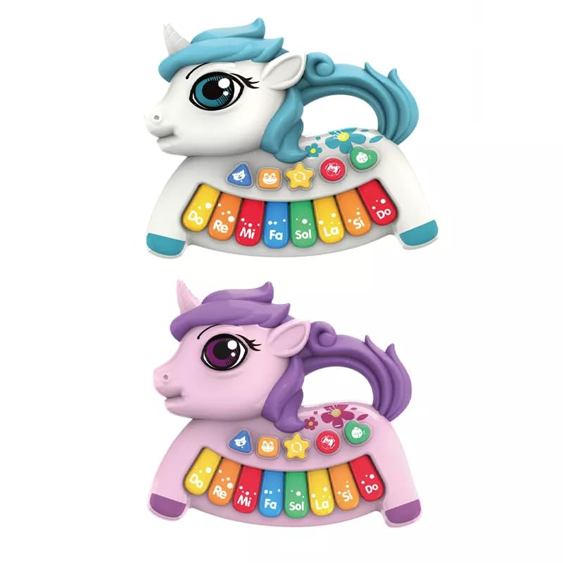 Image of Cable World Unicorn Keyboard Musical Toys with Flashing Lights - Animal Sounds Baby Music for Toddlers, Light Up Music Baby Toy for Kids Early Learning Educational Piano Keyboard
