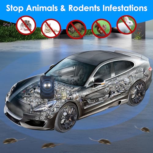 Jahy2Tech DB0206US(AB) 4 Packs Ultrasonic Rat Repellent For Car,Battery Operated Rodent Repellent For Car Engines Mice Repellent For Cars With Strobe Light To Keeping Rodents Out Of Car Truck Rv Warehouse Vehicle Protection thumb #2