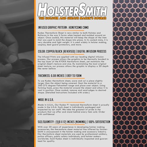 Image of KYDEX Thermoform Sheet - (Honeycomb Camo) - (Liquid Metal) - (Copper /Black - Reversed) - (8in x 12in) - (1 Sheet) - (for Holster Making, Cosplay, Hobby) - (USA Made)
