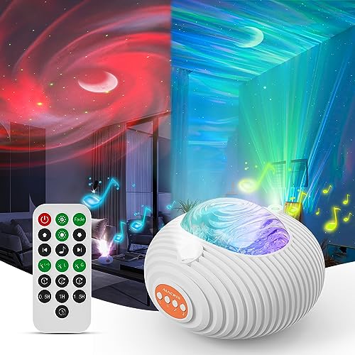 ALACRIS Galaxy Projector, 4-in-1 Star Light Projector with Aurora and Spiral Galaxy, Starry Sky and Moon, Multicolor Night Light Projector with Timer and White Noise