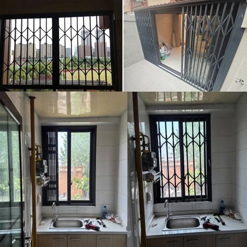 Fenstergitter Einbruchschutz Ausziehbarer Tür-Sicherheitsriegel, Groß, Schiebetür-Sicherheitsriegel/ Fenstergitter-Brüstung, Einbruchhemmender Fenster-Sicherheitsriegel Nach Maß(W60xH90cm/24x36in)