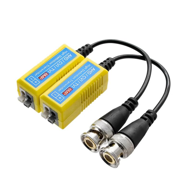 Image of COOLCOLD Video Balun | 8MP (Pack of 3), 4K Passive HD BNC Video Balun Transceiver Transmitter Via Rj45 Cable AHD /TVI /CVI /CVBS for Full HD CCTV DVR Security Surveillance Camera System (Yellow, 3 Pair)