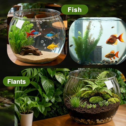 Image of Geelin 7 Gallon Plastic Fish Tank Large Bowl Shatterproof with Crystal Clear Clarity for Terrarium, Flower Vase Centerpiece Gift for Fish Lovers (Round)