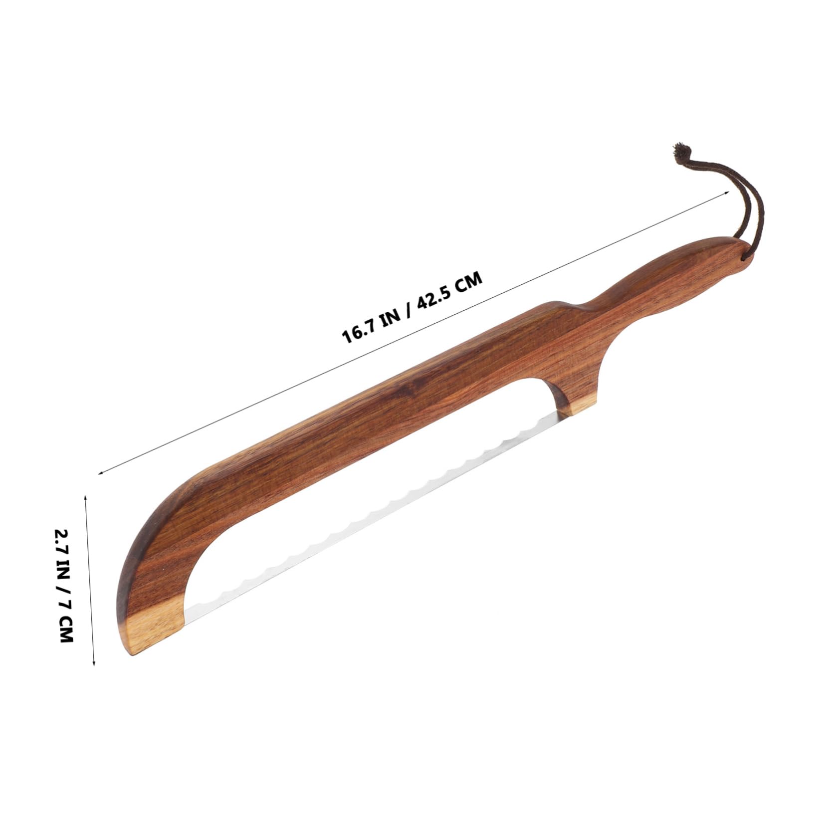 LIFKOME Serrated Bread Slicer Wooden Handle Home Bread Cutter Crumb-free Knife