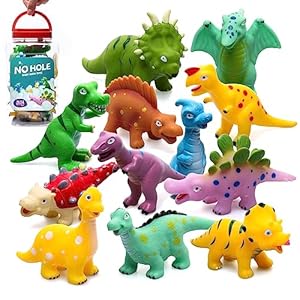 No Hole Baby Dinosaur Bath Toys for Toddler, 12 PCS Mold Free Kids Bathtub Pool Toys