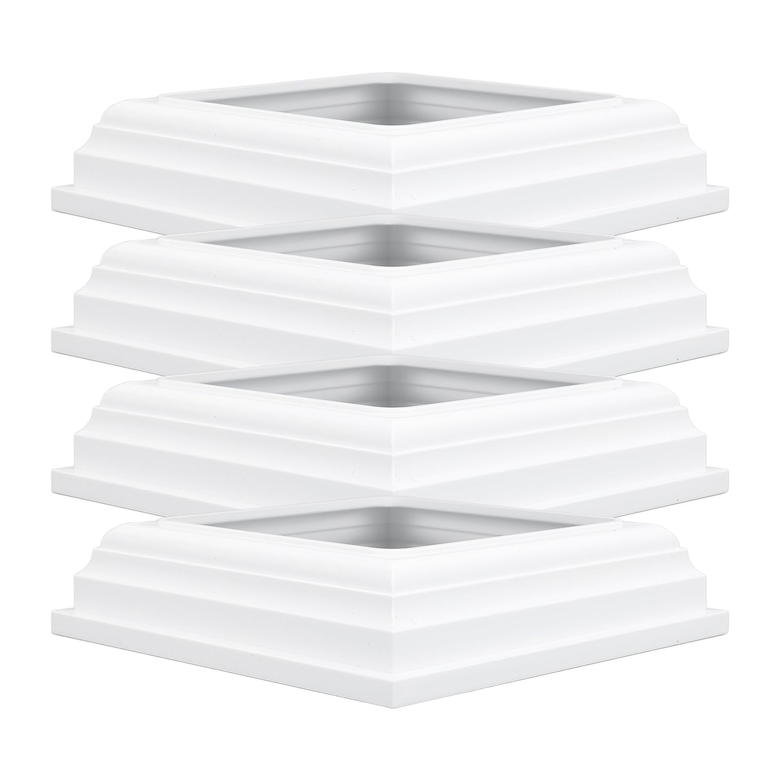 Bnineteenteam Faldones para Postes de Tipo Dividido, Fundas para Postes de PVC Blanco, Fácil Instalación para de 4x4, Cubiertas Duraderas para Cubiertas y Vallas, 4 Uds.