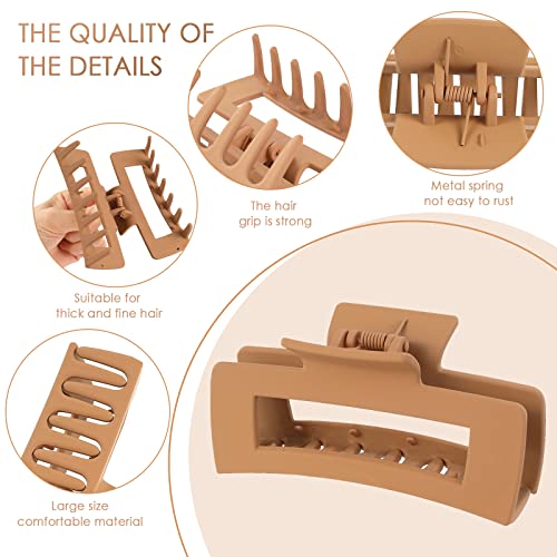 Mandydov Mandydov 8 Pcs Large Hair Claw Clips 4.1 Inch Non-Slip Big Square Matte Hair Claw Clips For Women, Strong Hold Banana Clips For Thick Thin Hair thumb #2